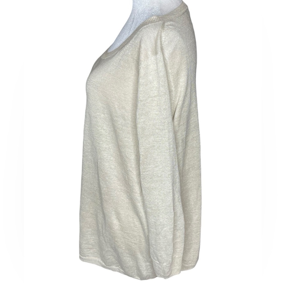 J.Crew Black Label 100% Linen Sweater Blouse Cream | Size Medium - Picture 8 of 13
